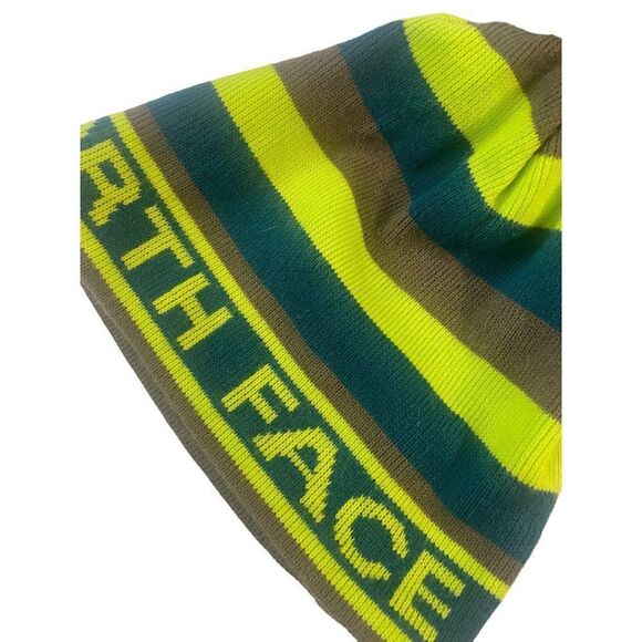 The North Face Green Brown Stripe Beanie Cap Hat One size - Picture 3 of 3
